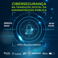 Cartaz do ecento com um fundo azul e um cadeado ao centro